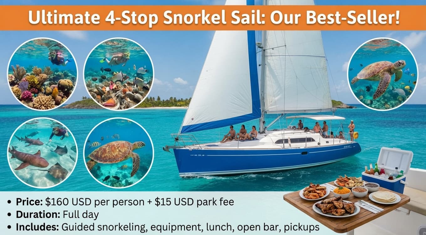 Ultimate 4-Stop Snorkel Sail — Our Best-Seller!