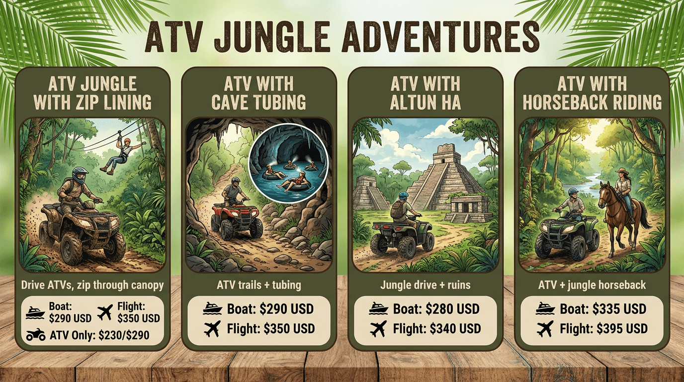 ATV Jungle Drive & Zip Lining in mainland Belize